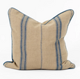 Linen Piped Striped Blue Lounge Cushion 55cm
