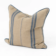 Linen Piped Striped Blue Lounge Cushion 55cm