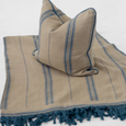 Linen Striped Blue Throw