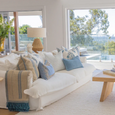 Linen Striped Blue Throw