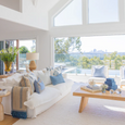 Linen Striped Blue Throw