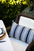 Linen Capri Stripes Navy Lumbar Cushion