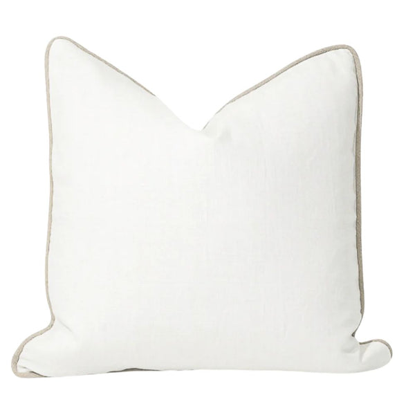 Piped Linen White/Natural Cushion