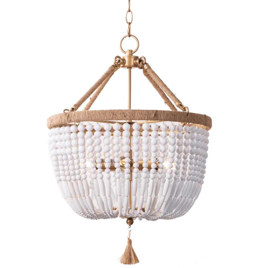 Malabar Beaded Pendant - Small Natural/White
