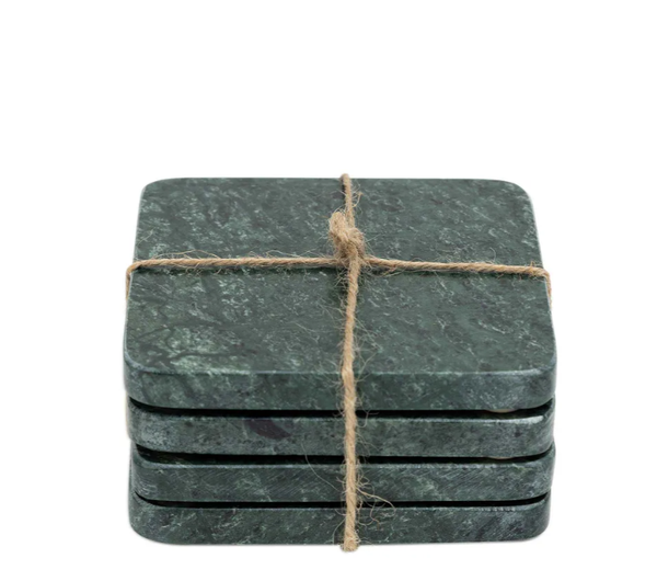 Graze Marble Coaster Square Green S/4