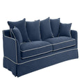 Noosa Hamptons 3 Seat Queen Sofa Bed Navy W/White Piping