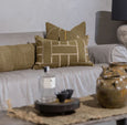 Embroidery Lattice Olive Medium Lumbar Cushion 40 x 60cm