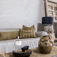 Embroidery Lattice Olive Medium Lumbar Cushion 40 x 60cm