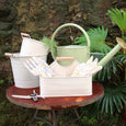 Metal Caddy with Wooden Handle Ivory