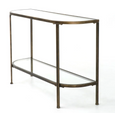 Palladium Curved Glass Console Table Brass