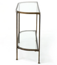 Palladium Curved Glass Console Table Brass