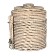 Paume Rattan Ice Bucket with Tongs Whitewash