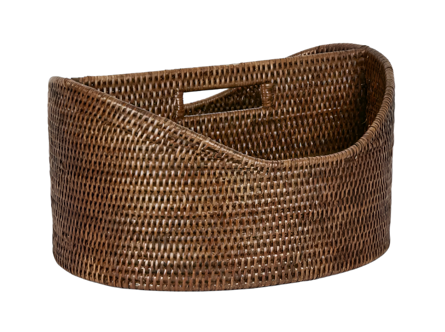 Paume Rattan Magazine Holder Antique Brown