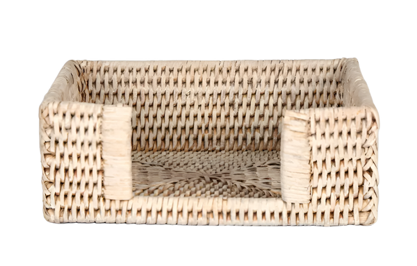 Paume Rattan Square Napkin Holder Whitewash