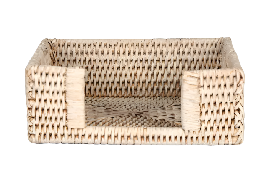 Paume Rattan Square Napkin Holder Whitewash