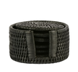 Paume Rattan Round Coaster Set/6 Black