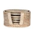 Paume Rattan Round Coaster Set/6  Whitewash