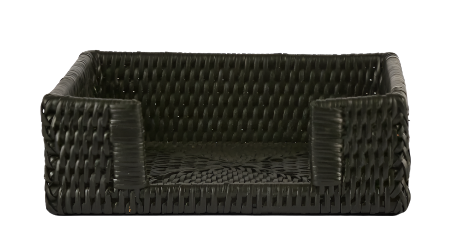 Paume Rattan Square Napkin Holder Black