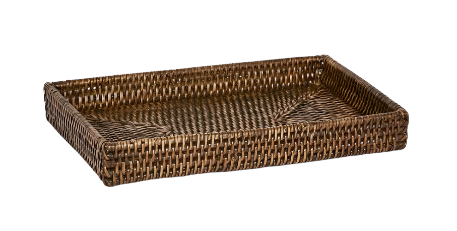 Paume Rattan Tidy Tray Antique Brown