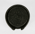 Paume Rattan Round Coaster Set/6 Black