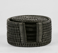 Paume Rattan Round Coaster Set/6 Black