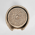 Paume Rattan Round Coaster Set/6  Whitewash