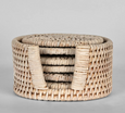 Paume Rattan Round Coaster Set/6  Whitewash