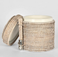 Paume Rattan Ice Bucket with Tongs Whitewash