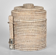 Paume Rattan Ice Bucket with Tongs Whitewash