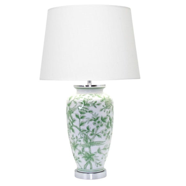 Peony Mint Lamp green with White Shade