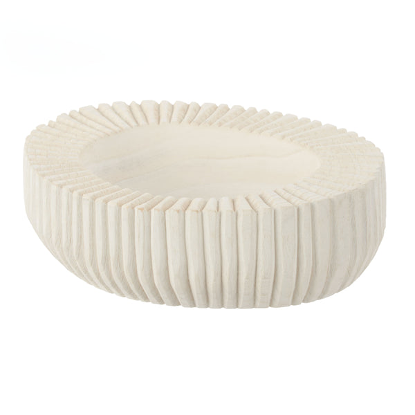 Picton Ribbed Timber Bowl White