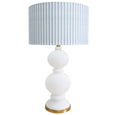 Riviera Lamp - white table lamp with blue stripe shade