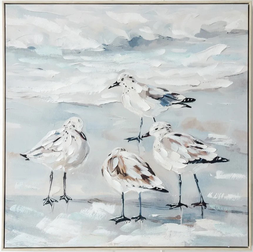 Seagull Flock Wall Art Soft Blue