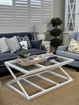 Southampton Coffee Table White with glass top in living room image