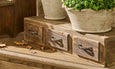Rustic 3 Part Organizer with faux drawer fronts, made from fir wood in brown finish with metal handles, 55.5x20x12cm storage crate.