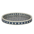 Anaahi Round Bone Inlay Tray Blue/White