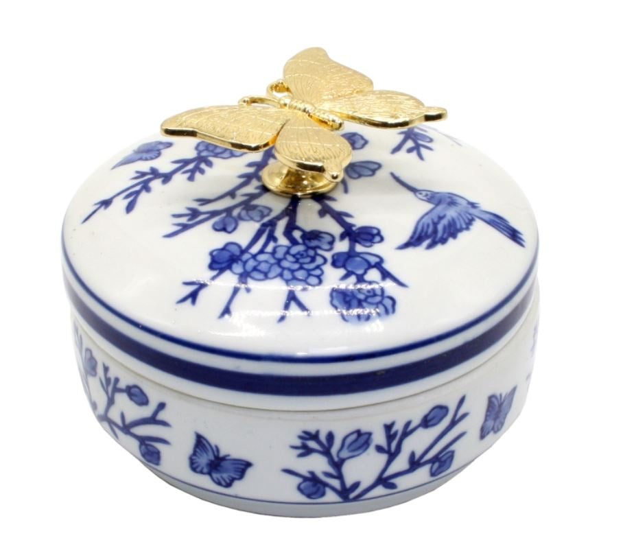 Butterfly Trinket Box Round
