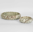 Small Twist Marble Bowl – hand-carved multi-colour marble with twisted design, 15cm decorative bowl for jewellery, keys, or display. Both size options shown.