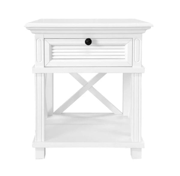 West Beach Hamptons Bedside Table With Drawer White