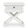 West Beach Cross Leg Hamptons Side Table W/Drawer White