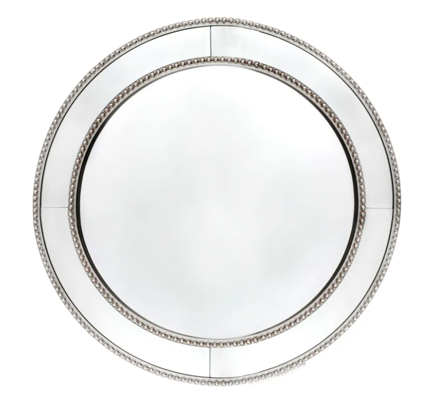 Zeta Wall Mirror Round Antique Silver