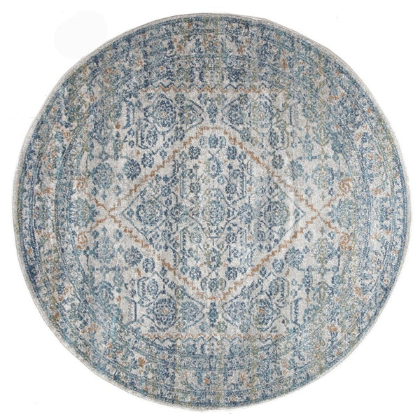 Paige Silver/Blue Round Rug