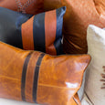 Leather Black Stripe Tan Lumber Cushion