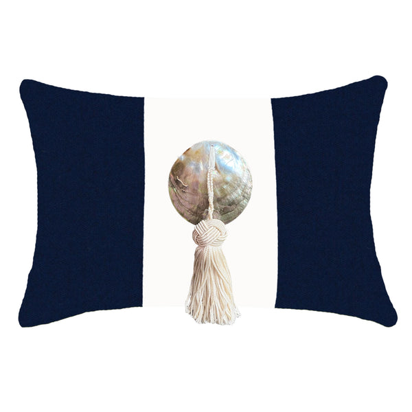 Outdoor Tassel Navy Shell Lumber Cushion