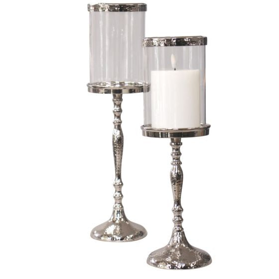 Hammered Candlestick with Rimmed Glass 43cm