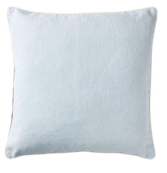 Basic Sky Blue Cushion with White Piping 50cm