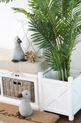 White Bench with Baskets