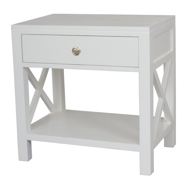Catalina Crossed White Bedside Table
