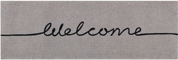 Welcome Doormat Long made from 100% natural coir with black script, durable and stylish design for double front doors, sliding doors, or bi-fold entrances.
