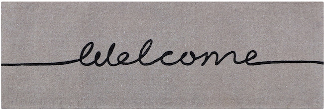 Welcome Doormat Long made from 100% natural coir with black script, durable and stylish design for double front doors, sliding doors, or bi-fold entrances.